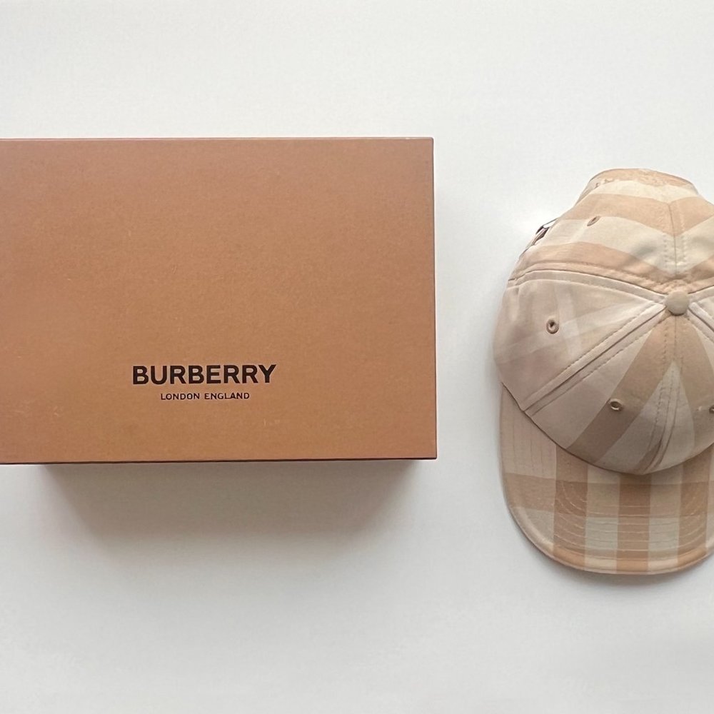 Burberry - Logo Cotton Check Baseball Cap - New - Picture 3 of 6